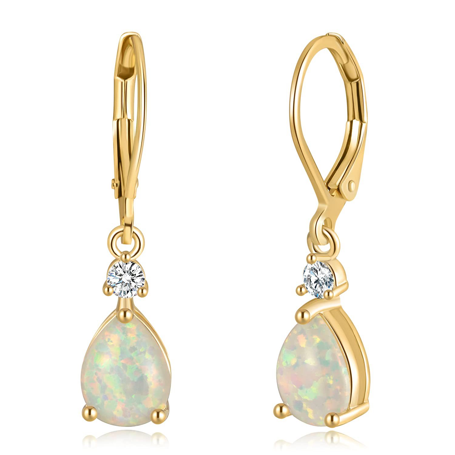 White Opal Drop Earrings - Image 3