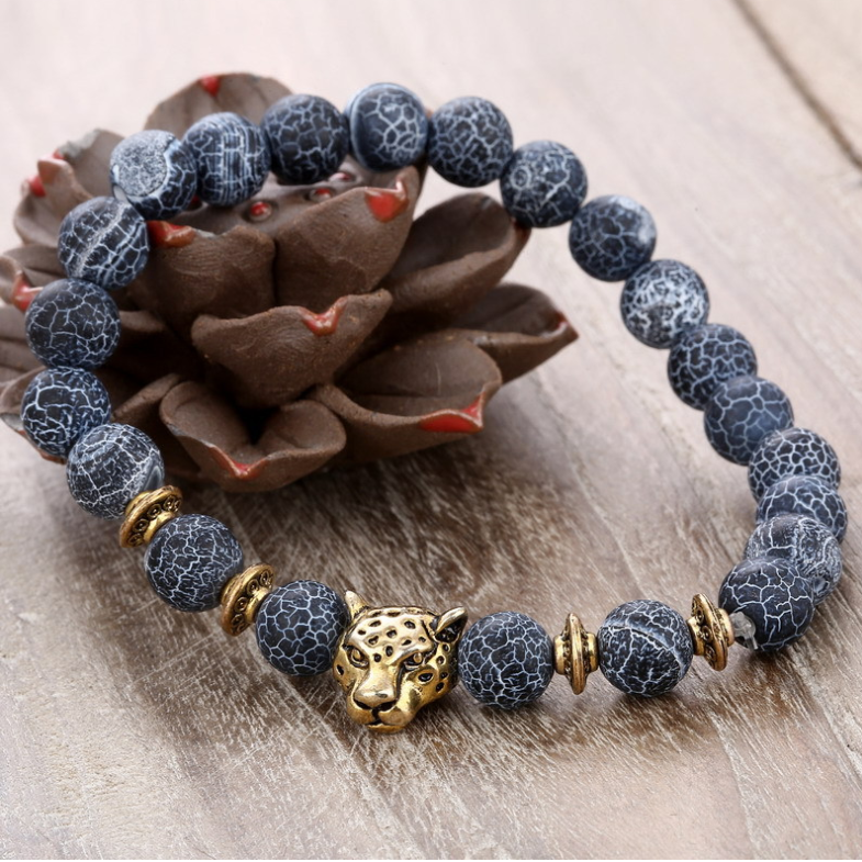 Agate Alloy Leopard head beaded bracelet - Image 5