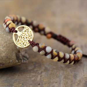Hand-Woven Natural Stone Tree of Life Bracelet