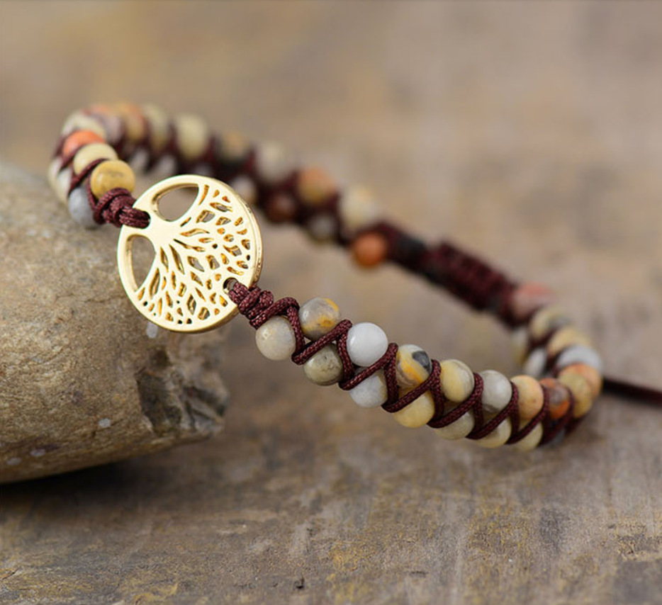 Hand-Woven Natural Stone Tree of Life Bracelet