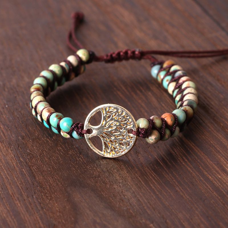 Hand-Woven Natural Stone Tree of Life Bracelet - Image 5