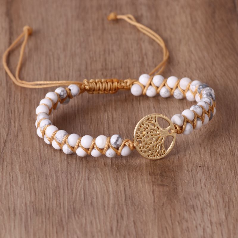 Hand-Woven Natural Stone Tree of Life Bracelet - Image 4