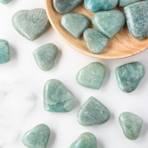 Polished Amazonite Crystal Hearts