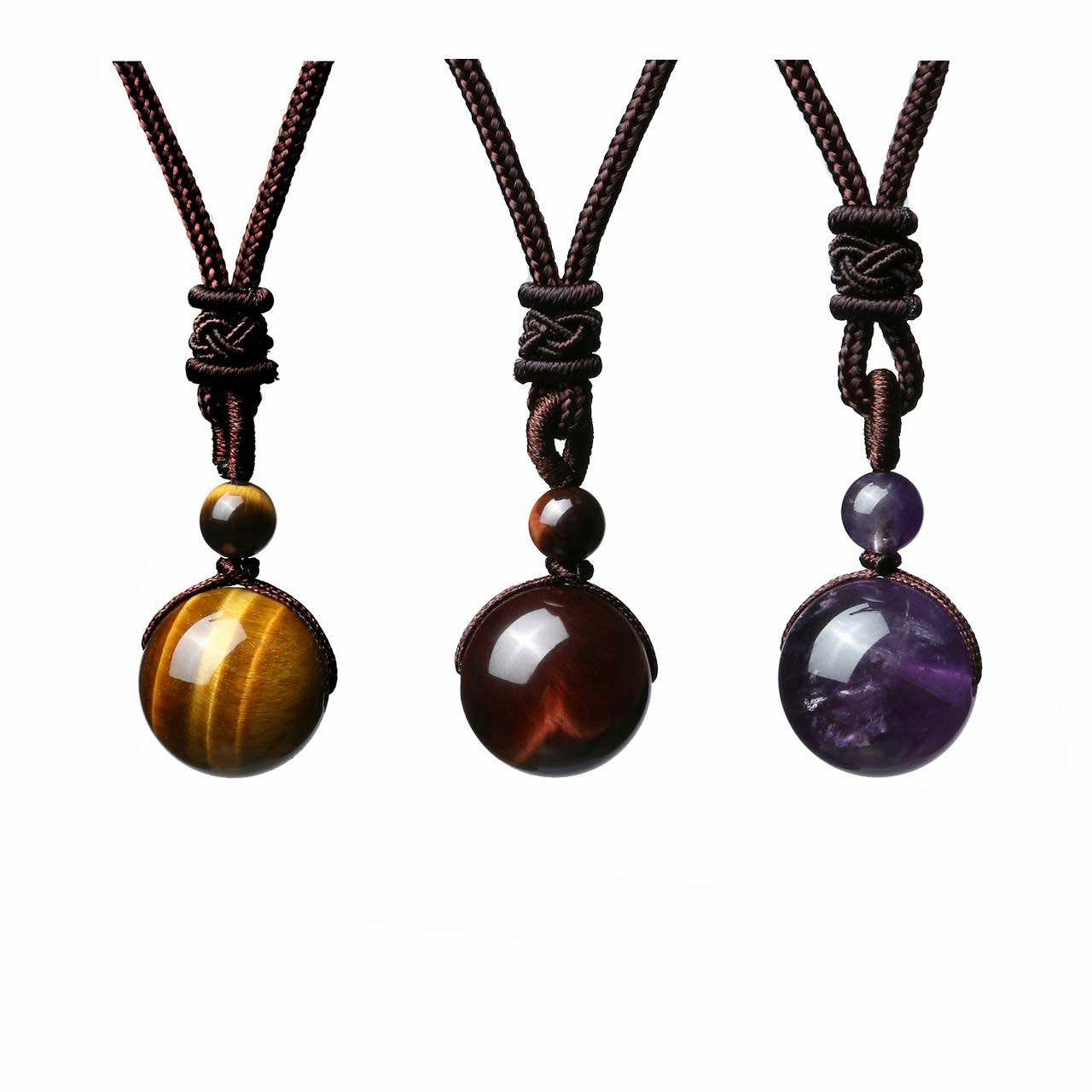 Obsidian & Amethyst Pendant Necklace - Image 6
