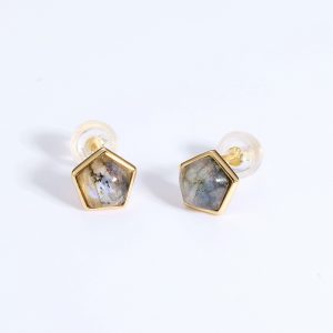 Labradorite Sterling Silver Geometric Earrings