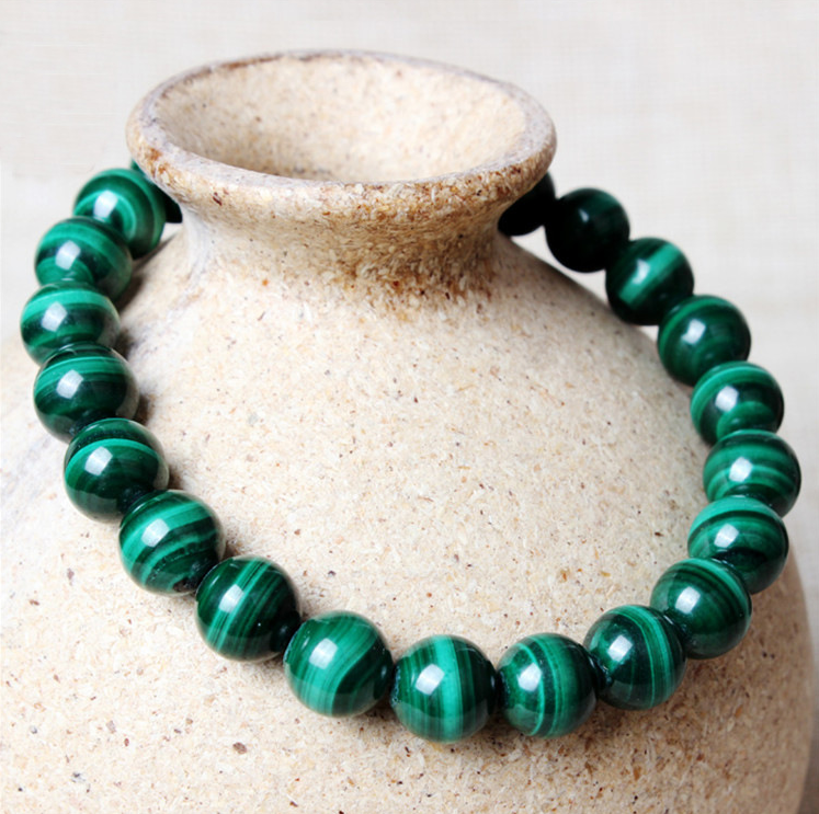 Natural Malachite Beaded Bracelet - Image 3