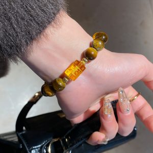 Citrine & Tiger Eye Beaded Bracelet