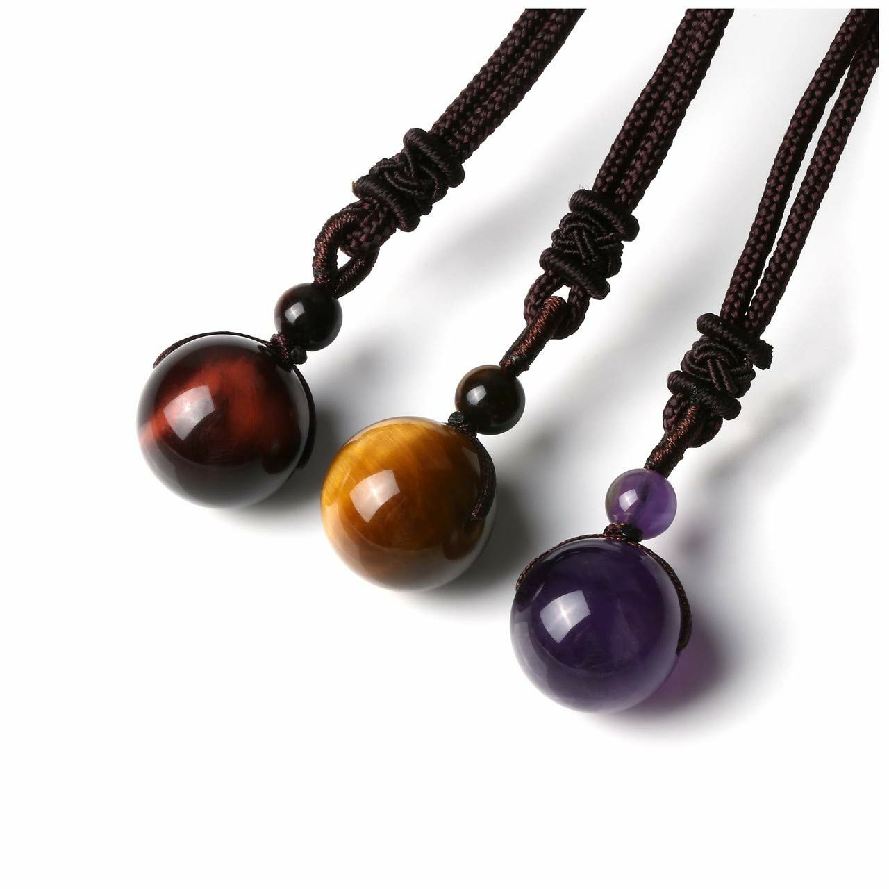 Obsidian & Amethyst Pendant Necklace - Image 9