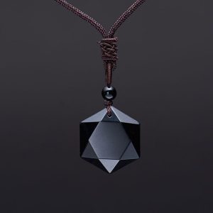 Natural Obsidian Six-Pointed Star Pendant