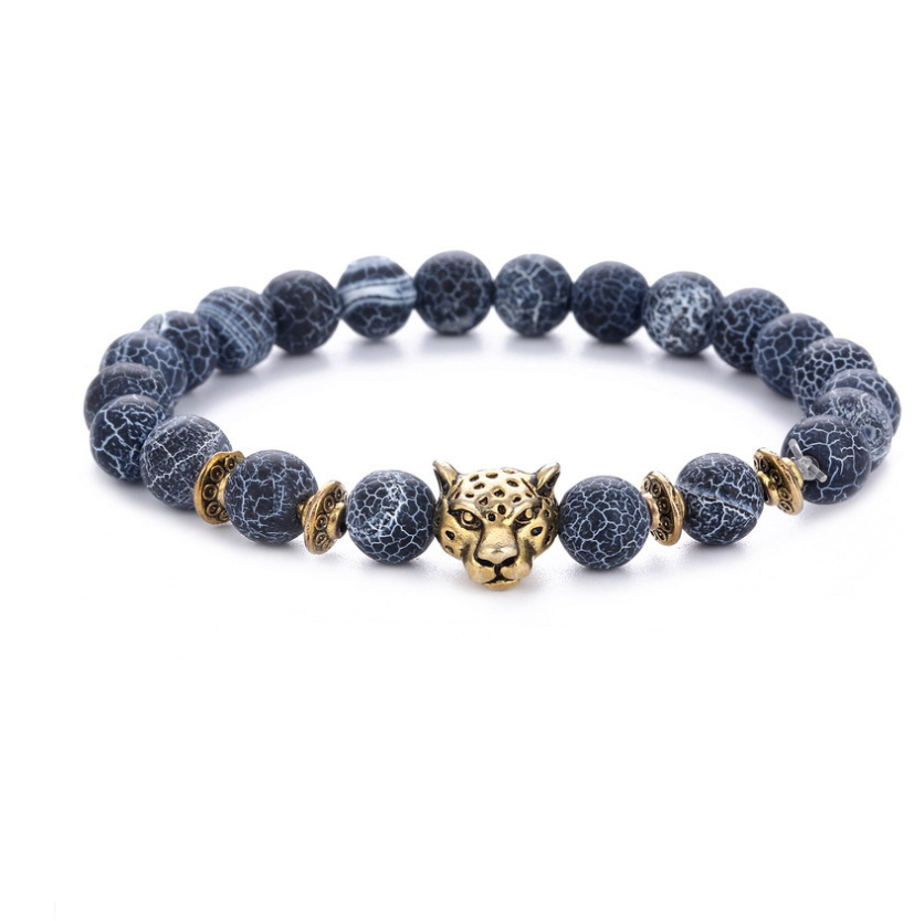 Agate Alloy Leopard head beaded bracelet - Image 2