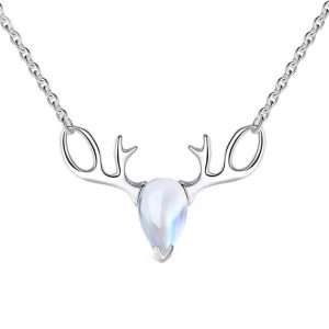 S925 Elk Necklace Moonstone