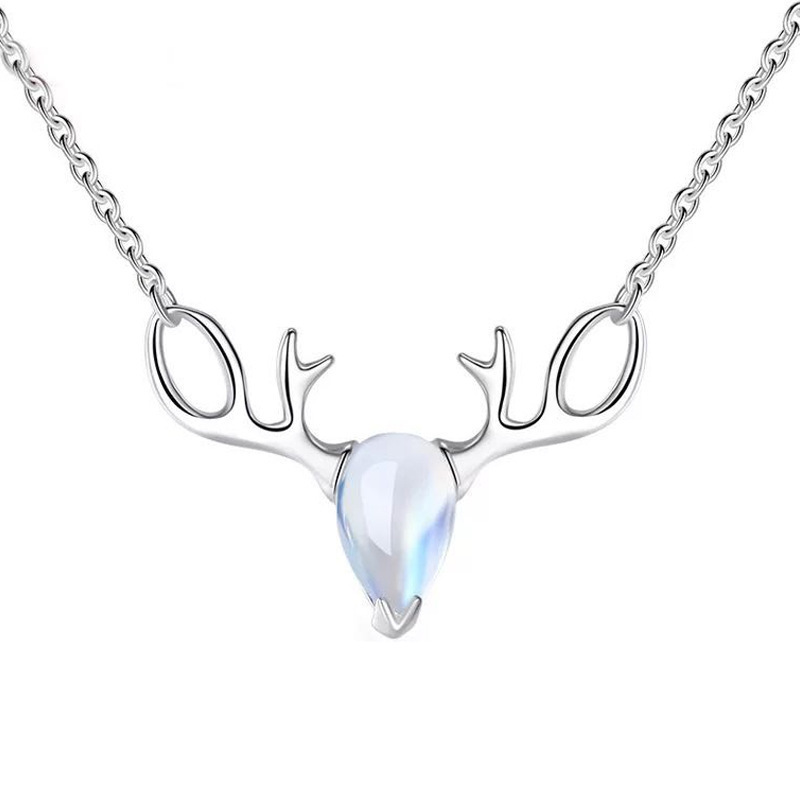 S925 Elk Necklace Moonstone