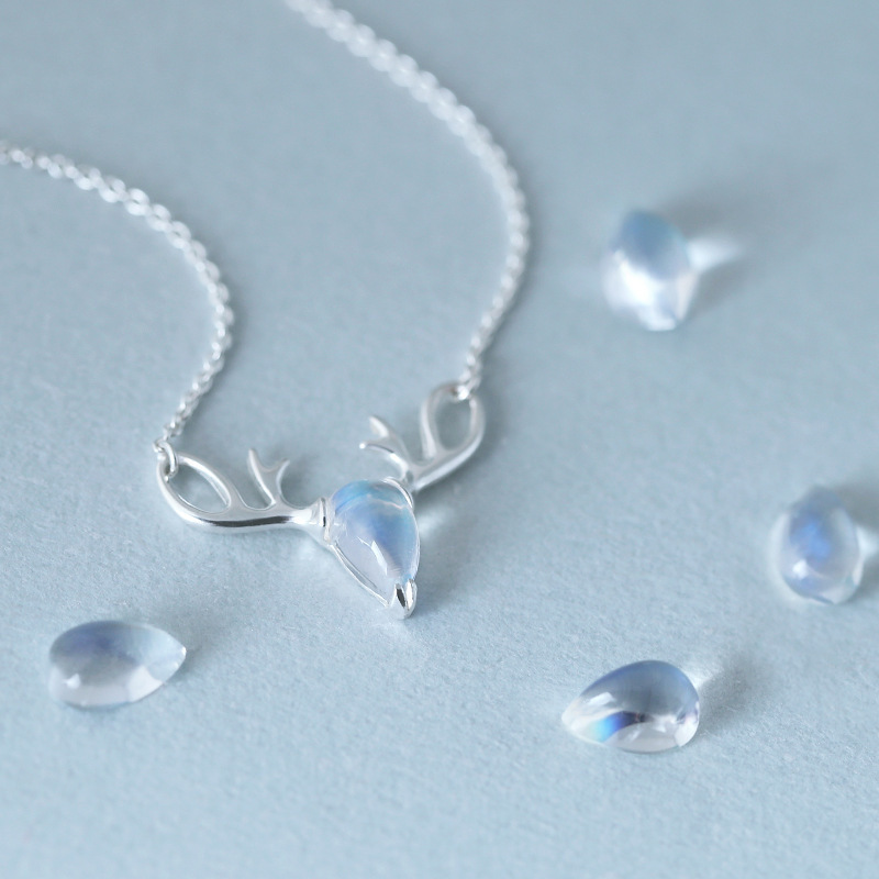 S925 Elk Necklace Moonstone - Image 2