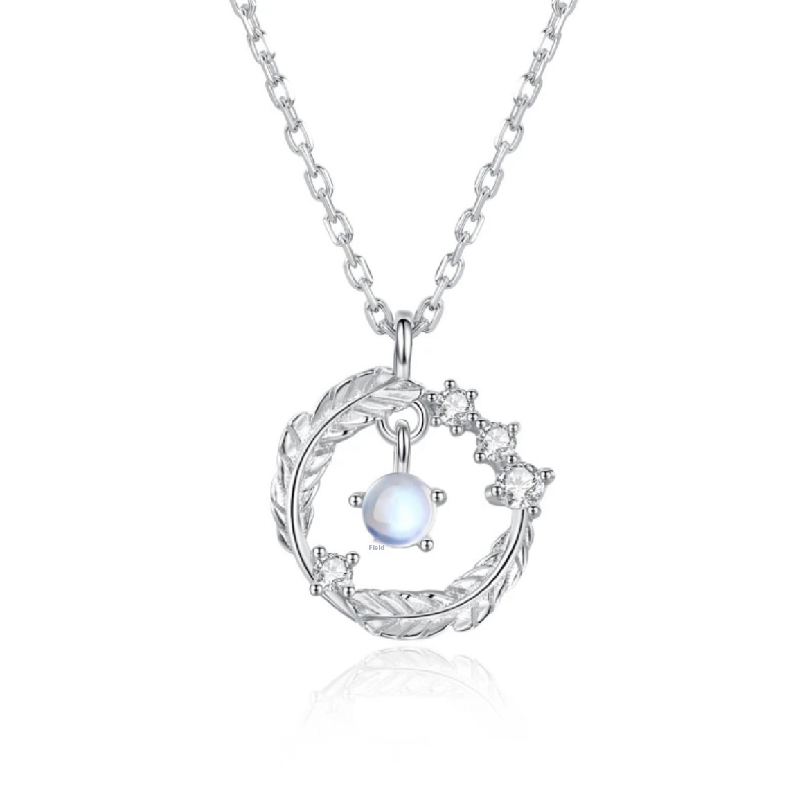 925 Silver Plated Feather Necklace Moonstone Jewelry - Image 4