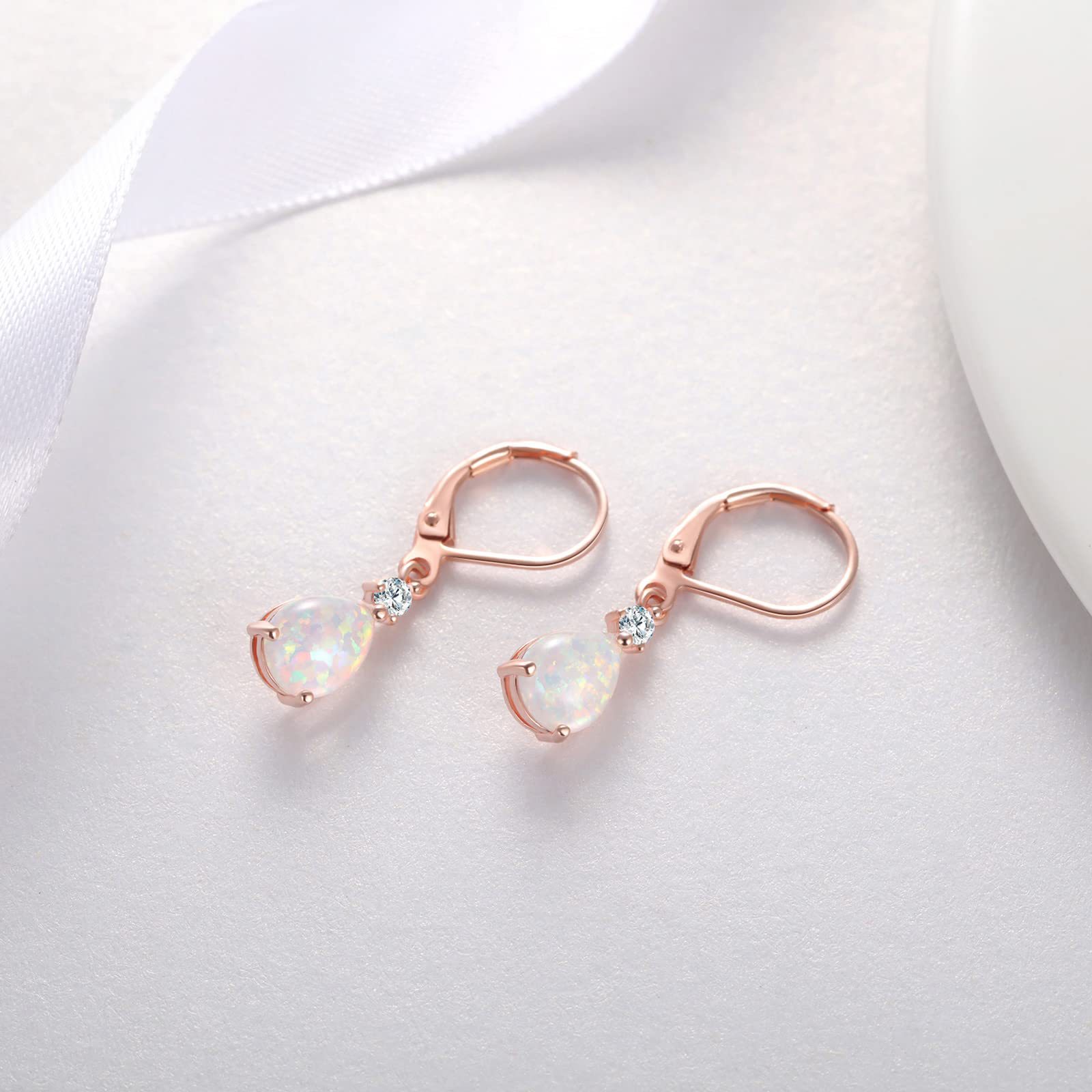 White Opal Drop Earrings - Image 6