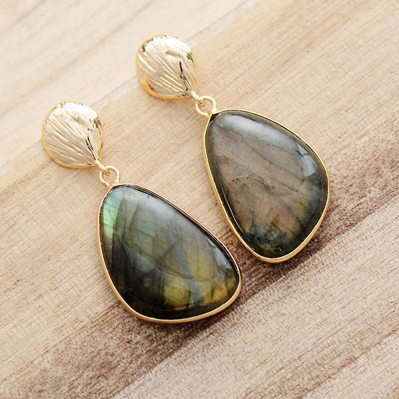 Natural Labradorite Earrings - Image 4