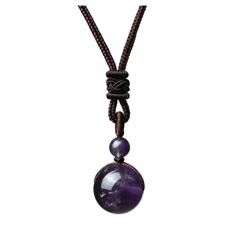 Obsidian & Amethyst Pendant Necklace - Image 4