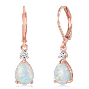 White Opal Drop Earrings