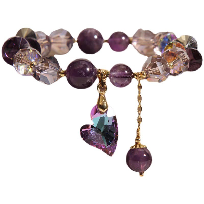 Purple Heart Crystal Bracelet Elegant Amethyst Jewelry - Image 2