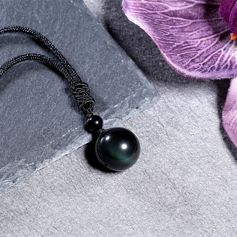 Obsidian & Amethyst Pendant Necklace - Image 7