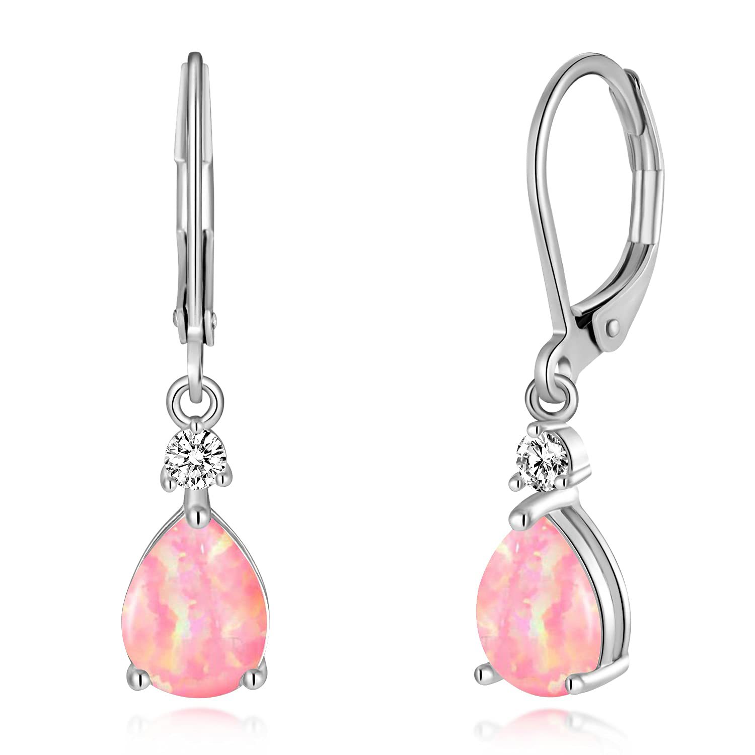 White Opal Drop Earrings - Image 2