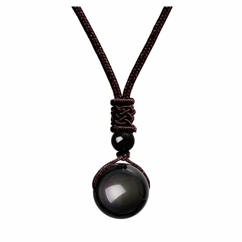 Obsidian & Amethyst Pendant Necklace - Image 3