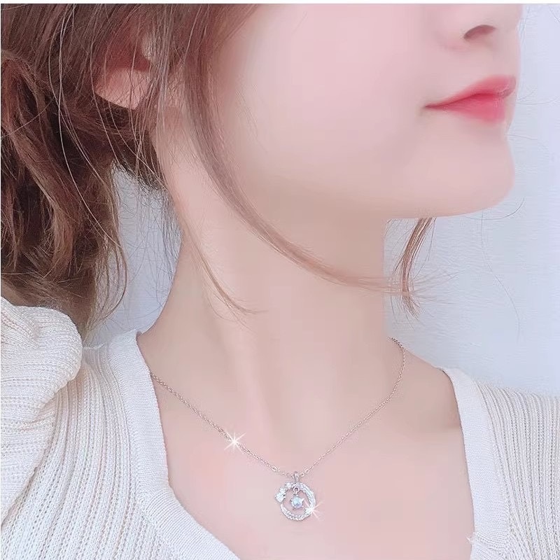 925 Silver Plated Feather Necklace Moonstone Jewelry - Image 3