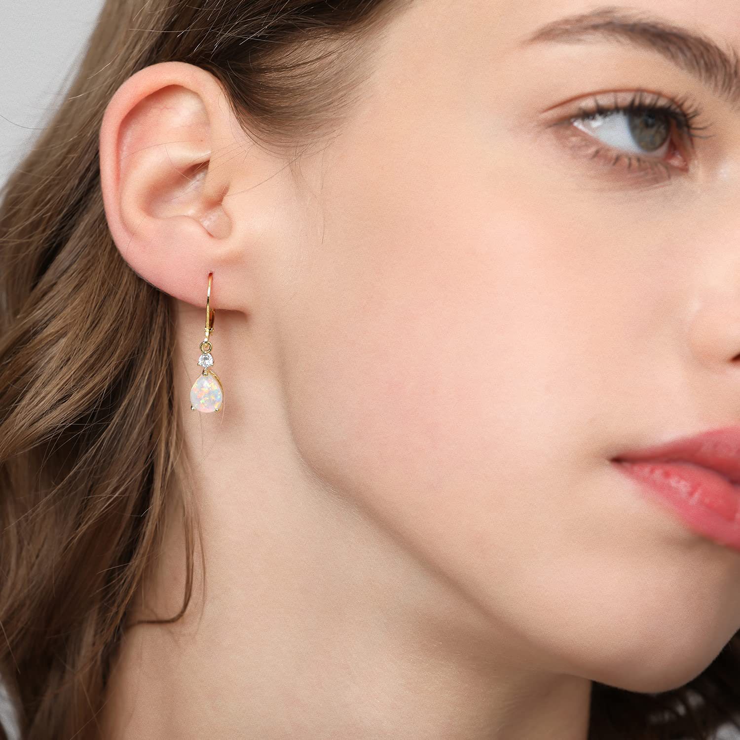 White Opal Drop Earrings - Image 5