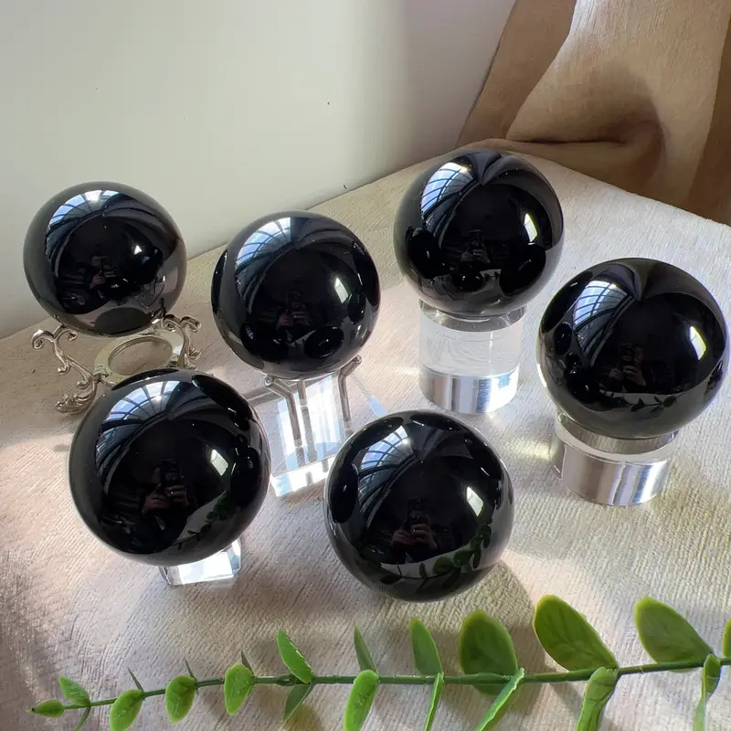 Natural Obsidian Crystal Sphere - Image 4
