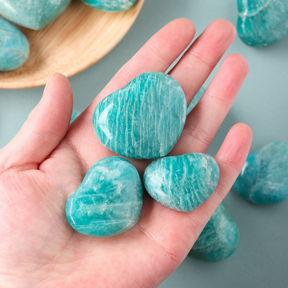 Polished Amazonite Crystal Hearts - Image 5