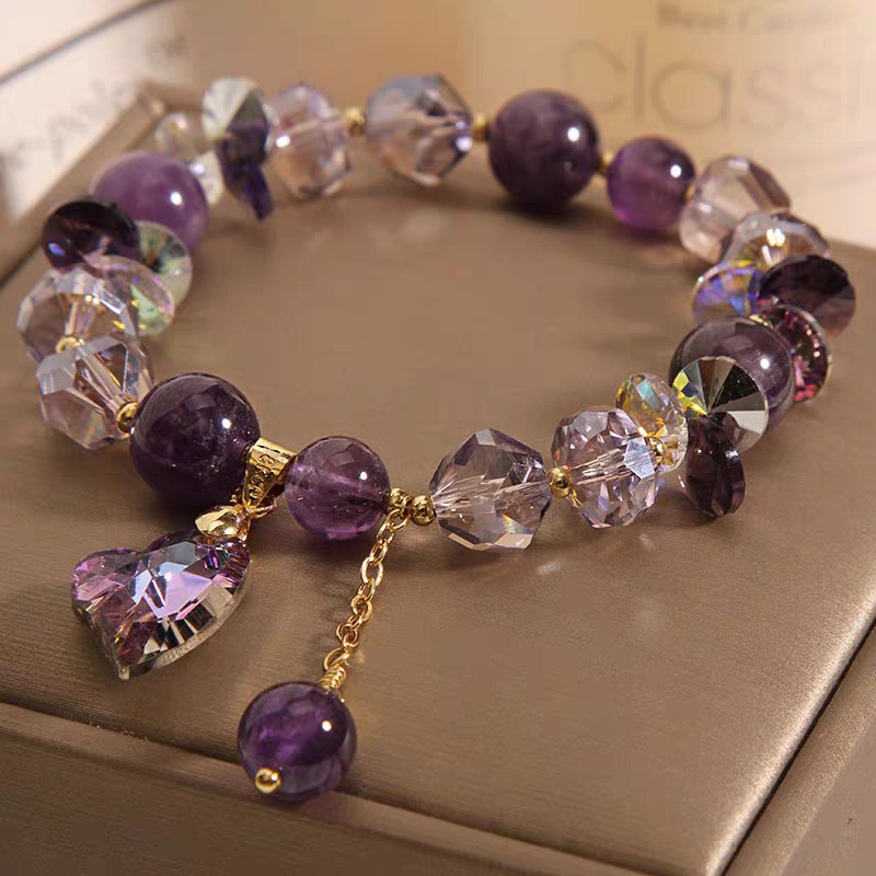 Purple Heart Crystal Bracelet Elegant Amethyst Jewelry - Image 3