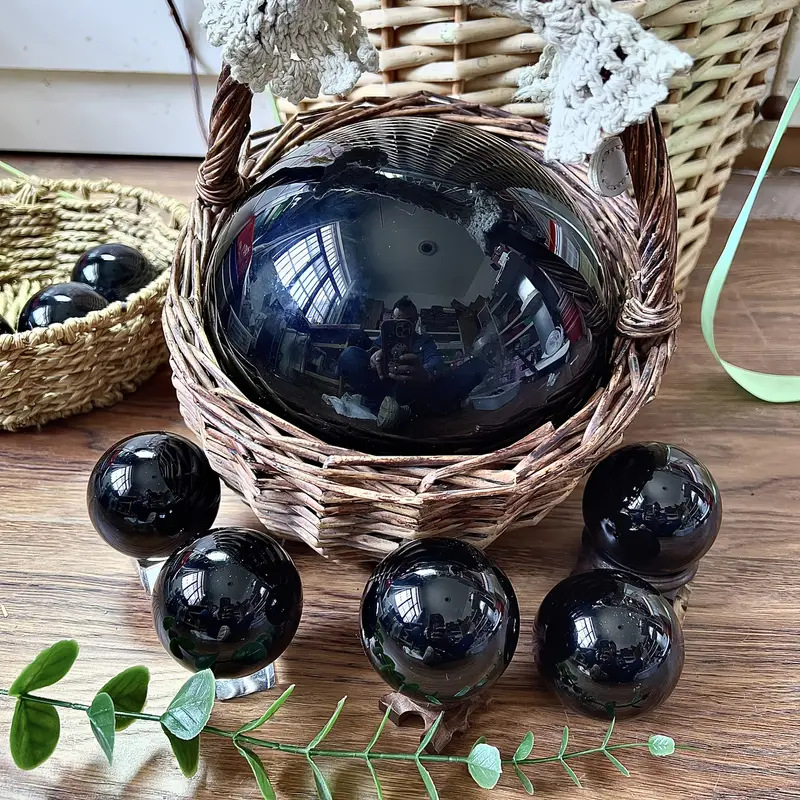 Natural Obsidian Crystal Sphere - Image 2