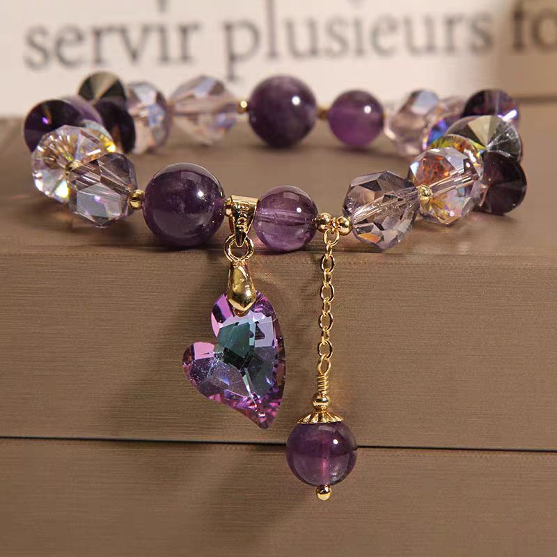 Purple Heart Crystal Bracelet Elegant Amethyst Jewelry - Image 4