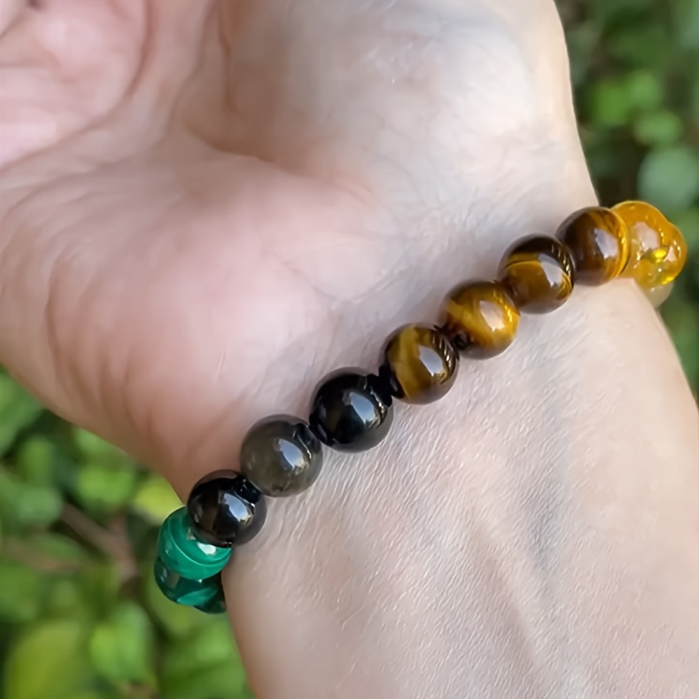 Universal Natural Stone Bracelet Citrine Dongling Stone Malachite Bracelet - Image 9