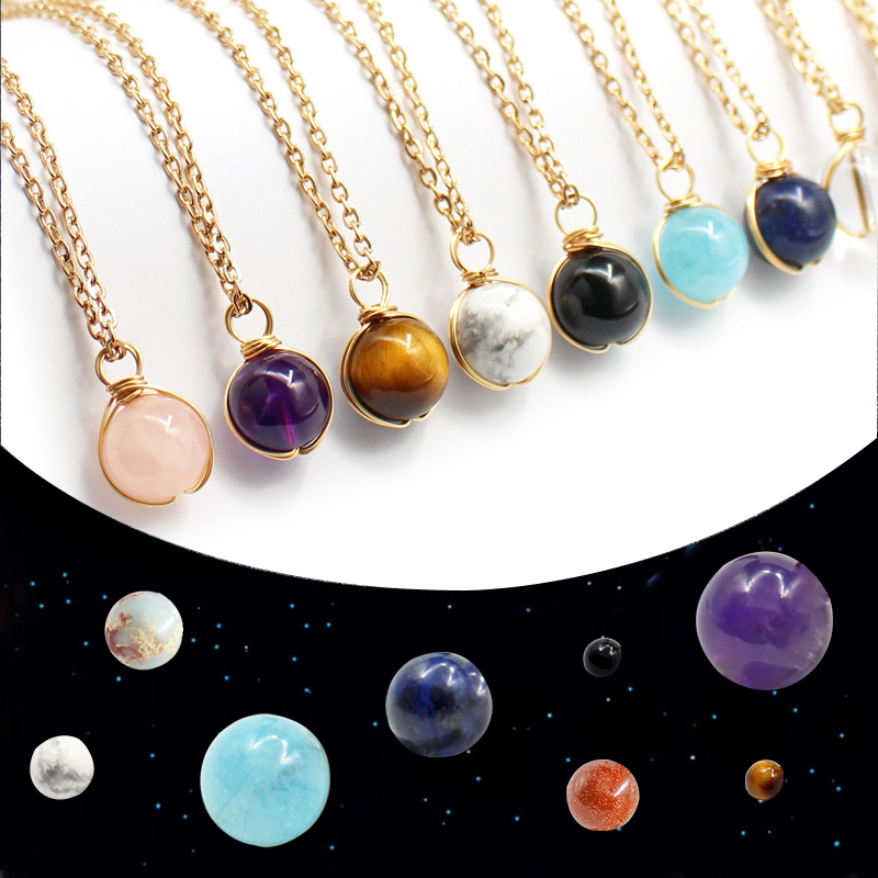 Winding Pendant Natural Crystal Red Agate Necklace Glass Ball Pendant Necklace Women Jewelry Gift - Image 4