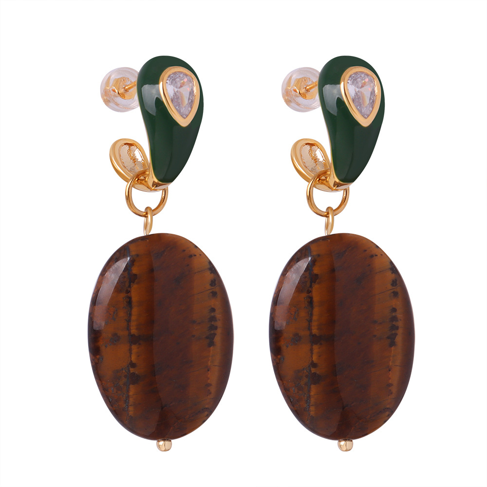 Natural Tigereye Pendant Earrings - Image 8