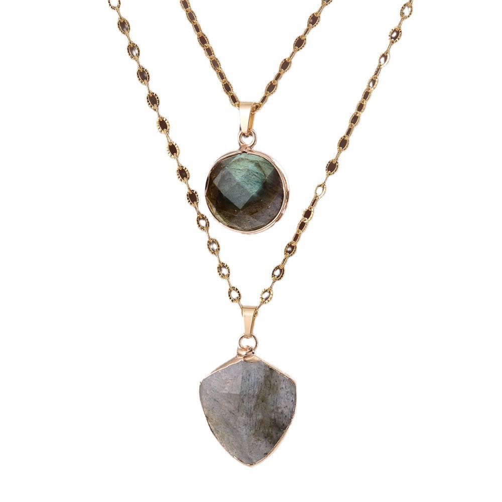 Moonstone Pendant Double Chain Necklace Valentine's Day - Image 6