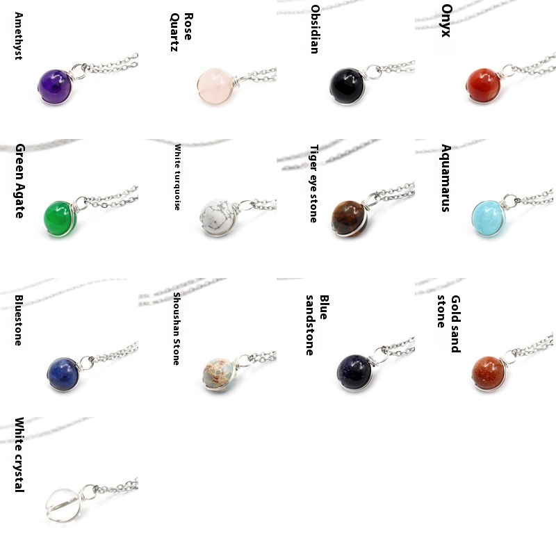 Winding Pendant Natural Crystal Red Agate Necklace Glass Ball Pendant Necklace Women Jewelry Gift - Image 2