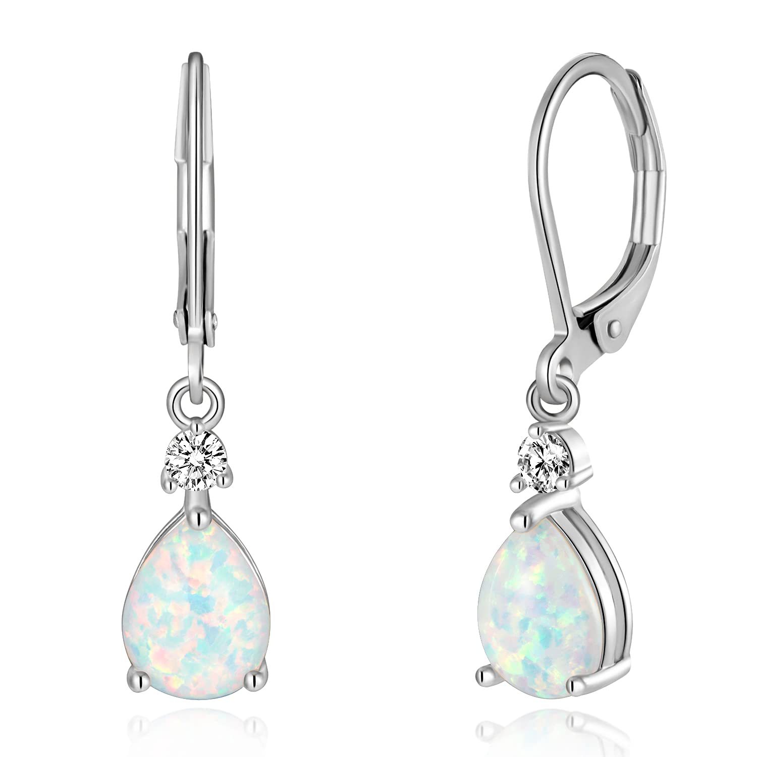 White Opal Drop Earrings - Image 4