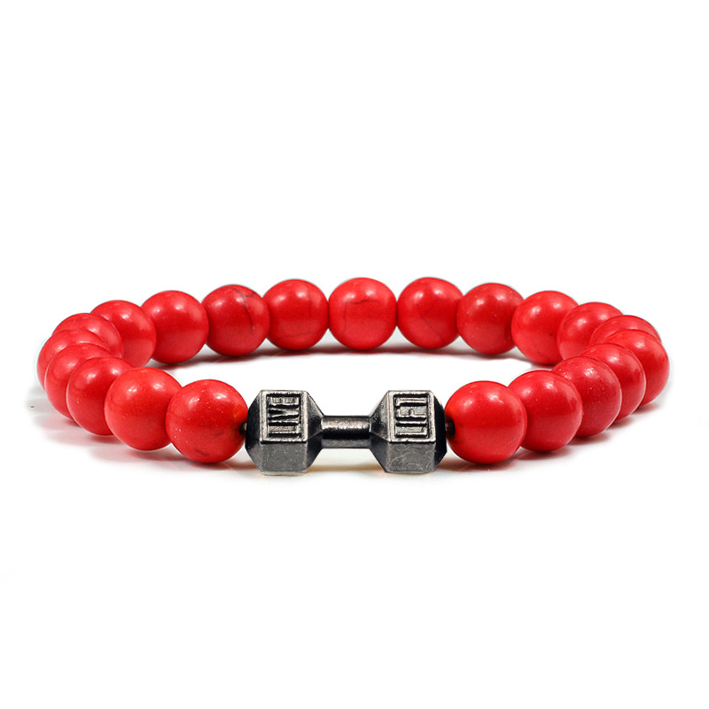Turquoise Energy Gun Black Electroplated Alloy Barbell Bracelet - Image 14