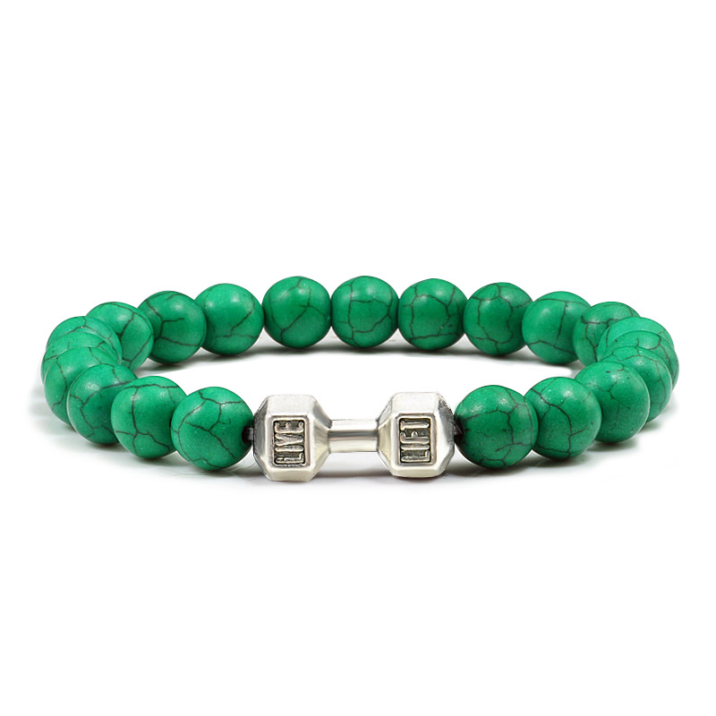 Turquoise Energy Gun Black Electroplated Alloy Barbell Bracelet - Image 15