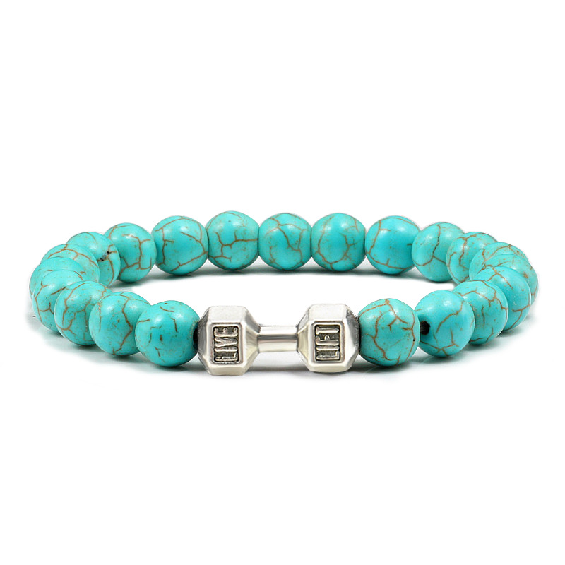 Turquoise Energy Gun Black Electroplated Alloy Barbell Bracelet - Image 3
