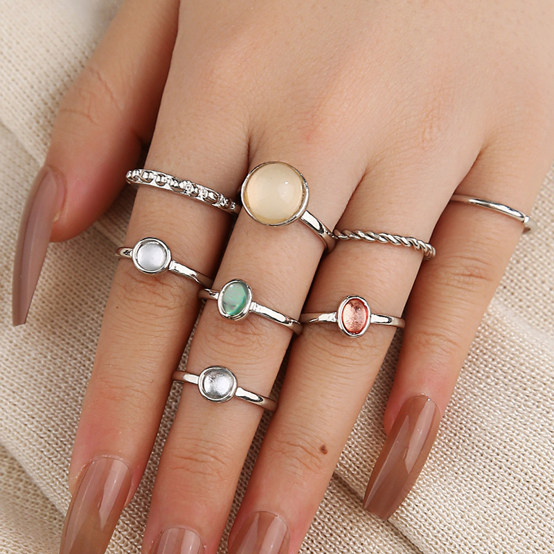 New Fashion Opal Champagne Multicolor Knuckle Ring - Image 8