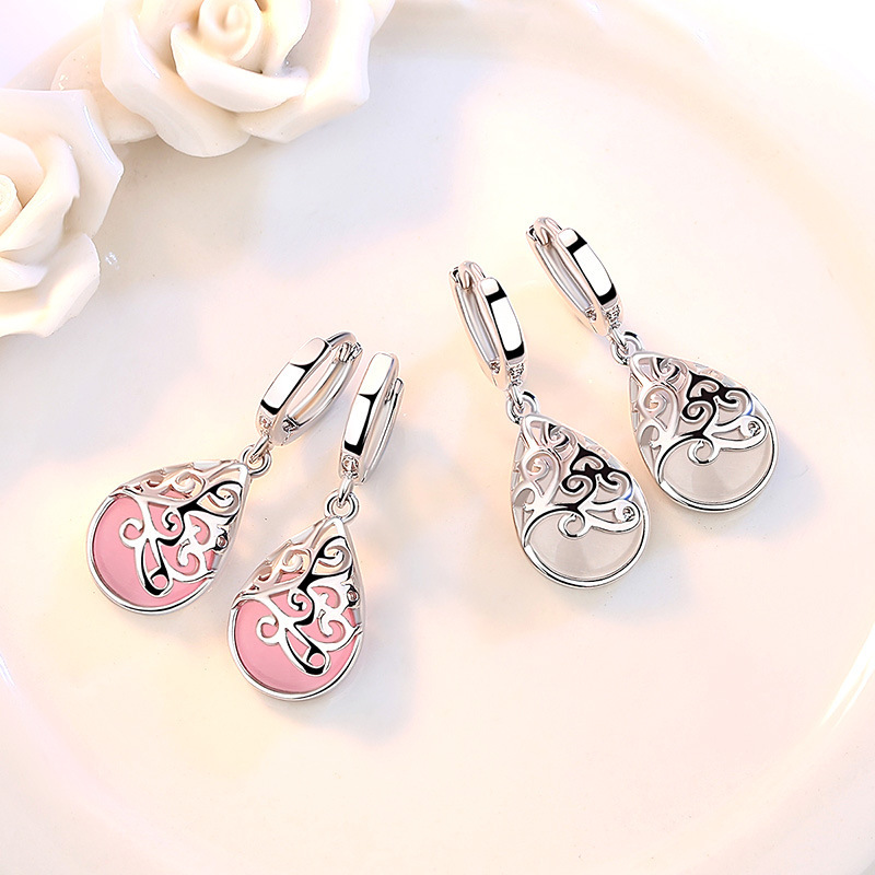 925 Silver-Plated Fashion Trend Moonlight Opal Totem Ear Jewelry Earrings Earrings Women's Wishing Pool Personality Earrings - Image 6