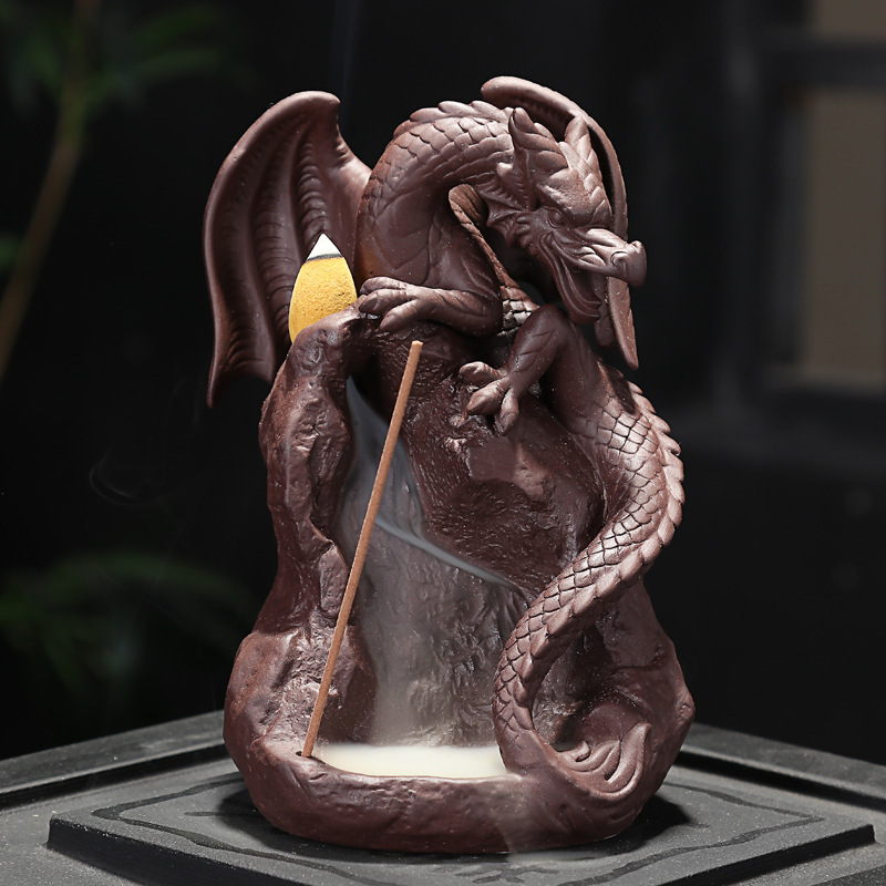 Zisha Ceramic Incense Burner Flying Dragon Ornaments Incense Mountain Flowing Water Incense Burner - Image 2