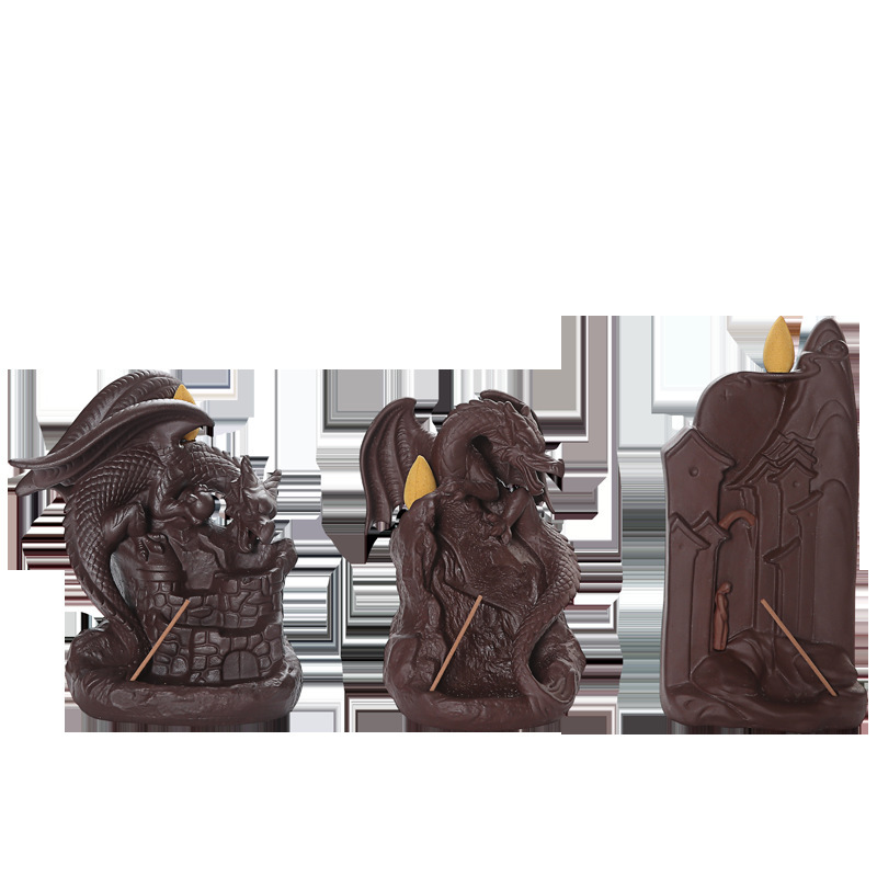 Zisha Ceramic Incense Burner Flying Dragon Ornaments Incense Mountain Flowing Water Incense Burner - Image 4