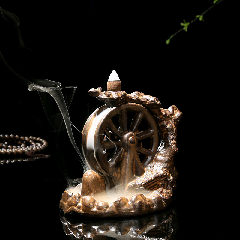 Ceramic Flow Smoke Backflow Incense Burner Indoor Creative Aromatherapy Burner Ornaments Ornamental Sandalwood Incense Sticks Shui Mu Nianhua - Image 4