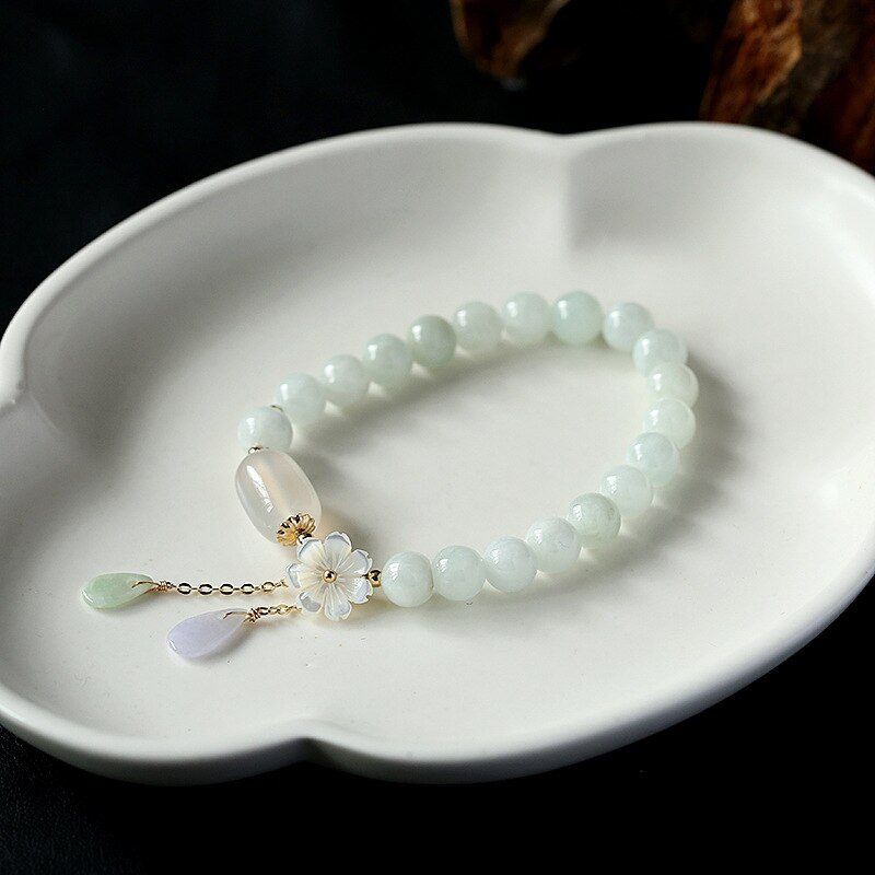 Shell flower jade water drop bracelet - Image 2