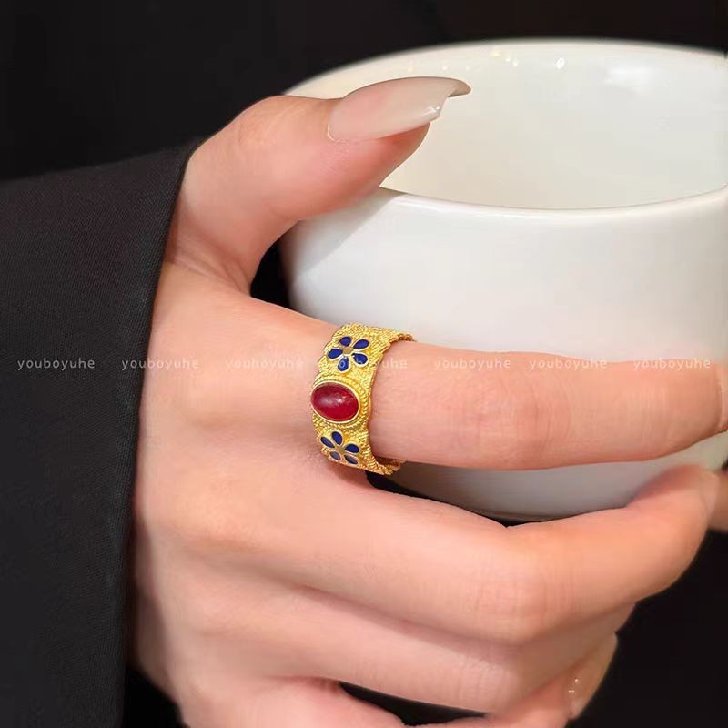 Mocha Brown Serpentine Tiger Eye Alloy Ring For Women, Unique Vintage Design, Luxury Light Luxury Adjustable Index Finger Ring - Image 7