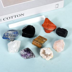 9 PCs Crystal Stone Rough Stone Rolling Millstone Christmas Box Set White Crystal Festival Gift Decoration